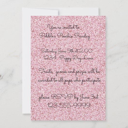 ピンクと緑のダシュント誕生日パーティーの招待状 招待状 (裏面)