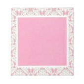 ピンクと緑のダマスクの涙のノートパッ遠くにド ノートパッド (正面)