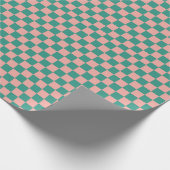 ピンクと緑のチェッカーボードラッピング紙 ラッピングペーパー (角)