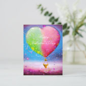 ピンクと緑のハート気球バレンタイン シーズンカード (スタンド正面)