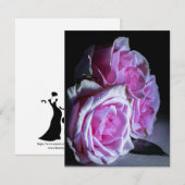 ピンクと緑のバラ 招待状 (正面/裏面)