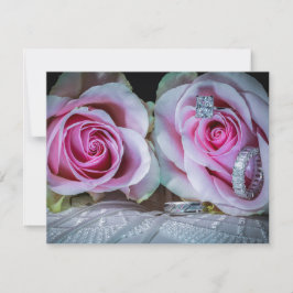 ピンクと緑のバラ 招待状