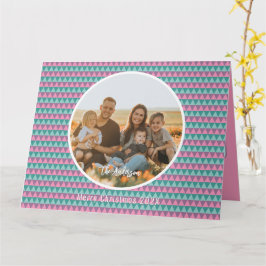 ピンクと緑のパステルカラークリスマスカード カード