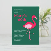 ピンクと緑のフラミンゴパーティの招待状 招待状 (スタンド正面)