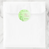 ピンクと緑のフローラと蝶シール ラウンドシール (バッグ)