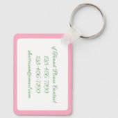 ピンクと緑のフローラの蝶のジュエリーなバニー キーホルダー (裏面)