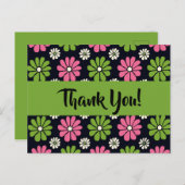 ピンクと緑のフローラをブラックでお願い葉書 ポストカード (正面/裏面)