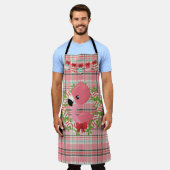 ピンクと緑のプライドとピンクのフラミンゴとオーナメント エプロン (着用した状態)