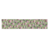 ピンクと緑のプロテア花のパターン ショートテーブルランナー (横)