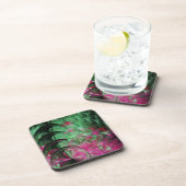 ピンクと緑のヘビの皮の抽象芸術 コースター (右側)