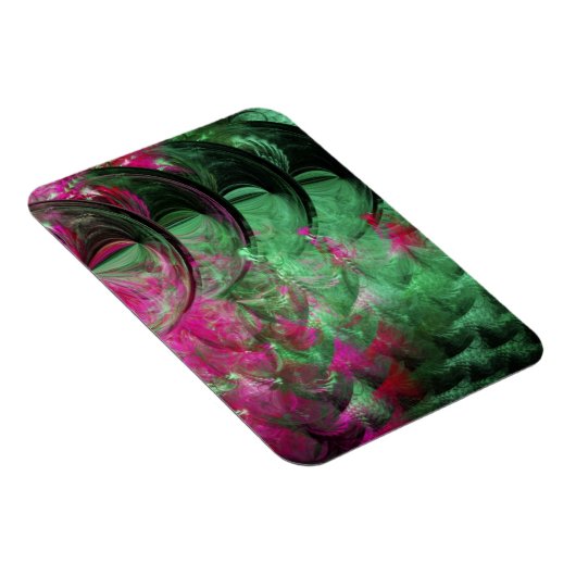 ピンクと緑のヘビの皮の抽象芸術 マグネット (右側)
