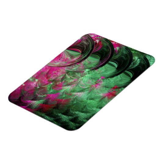 ピンクと緑のヘビの皮の抽象芸術 マグネット (左側)