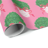 ピンクと緑のボクウッドの弓のクリスマス ラッピングペーパー (ロールコーナー)