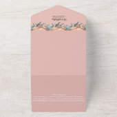 ピンクと緑のボホの羽フォトクリスマスカード オールインワン招待状 (外側)