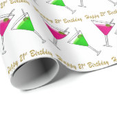 ピンクと緑のマルティニス21歳の誕生日 ラッピングペーパー (ロールコーナー)