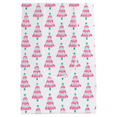 ピンクと緑のメリークリスマスツリー ミディアムペーパーバッグ (裏面)