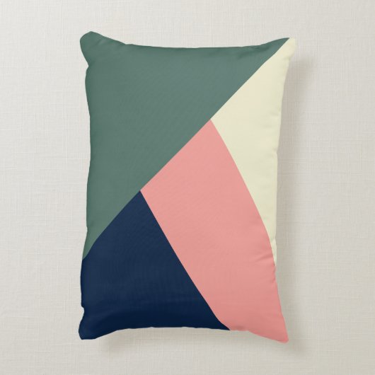 ピンクと緑のモダン抽象芸術幾何 アクセントクッション (裏面(縦))