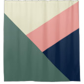 ピンクと緑のモダン抽象芸術幾何 シャワーカーテン (正面)