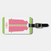 ピンクと緑のモノグラムシフトドレス荷物タグ ラゲッジタグ (正面横)