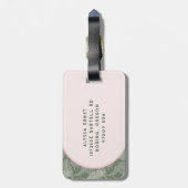 ピンクと緑のヤシの木の旅行ジャーナル ラゲッジタグ (裏面縦)