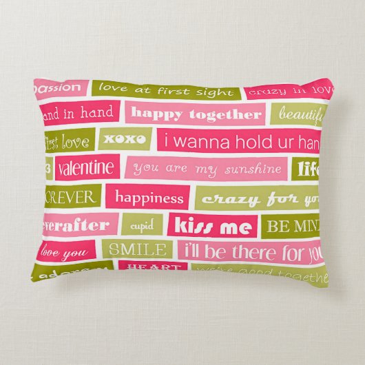 ピンクと緑のラブレター アクセントクッション (裏面)