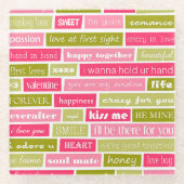 ピンクと緑のラブレター ガラスコースター (正面)