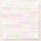 ピンクと緑のラブレター ガラスコースター (裏面)