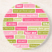 ピンクと緑のラブレター コースター (正面)