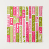 ピンクと緑のラブレター タペストリー (正面(横))