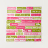 ピンクと緑のラブレター タペストリー (正面)