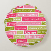 ピンクと緑のラブレター ラウンドクッション (裏面)