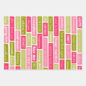 ピンクと緑のラブレター ラッピングペーパーシート (正面3)