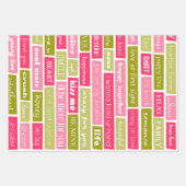 ピンクと緑のラブレター ラッピングペーパーシート (正面2)