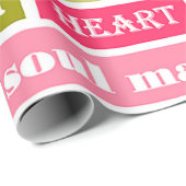 ピンクと緑のラブレター ラッピングペーパー (ロールコーナー)