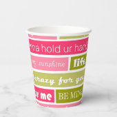 ピンクと緑のラブレター 紙コップ (裏面)