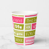 ピンクと緑のラブレター 紙コップ (右)