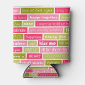 ピンクと緑のラブレター 缶クーラー (正面)