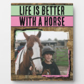 ピンクと緑のレトロな馬好き1枚の写真 フォトプラーク (正面)
