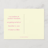 ピンクと緑のロベバードとハートは日付を保存 案内ポストカード (裏面)