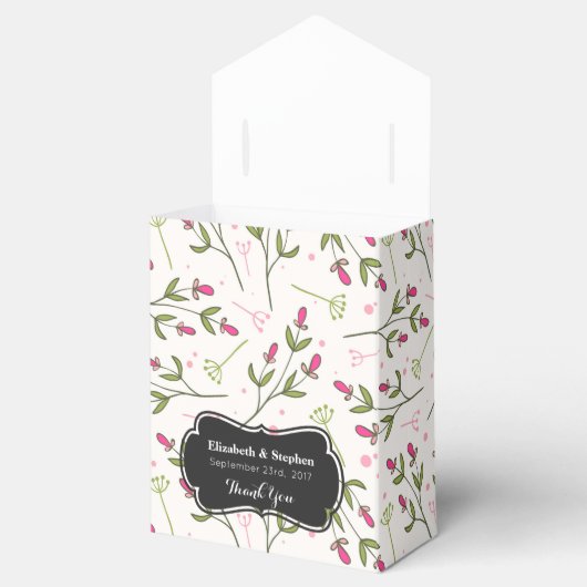 ピンクと緑のロングステムワイルドフラワー結婚ズ感謝してい フェイバーボックス (オープン)