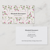 ピンクと緑のワイルドフラワーパターン 名刺 (正面/裏面)