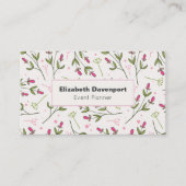 ピンクと緑のワイルドフラワーパターン 名刺 (正面)