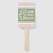 ピンクと緑の一時停止クリスチ祈ンを進める ハンドファン (裏面)