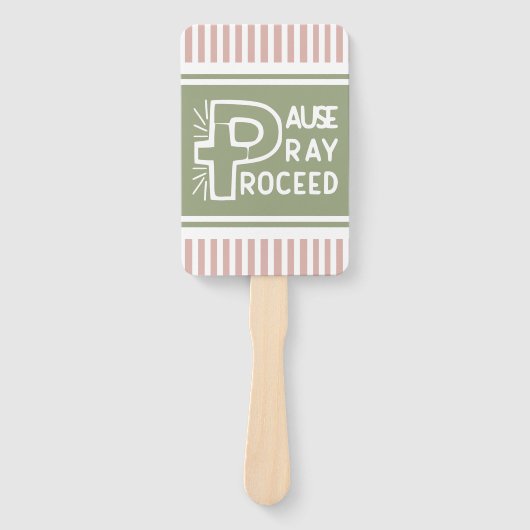 ピンクと緑の一時停止クリスチ祈ンを進める ハンドファン (正面)