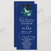 ピンクと緑の三日月結婚式 プログラム (正面/裏面)