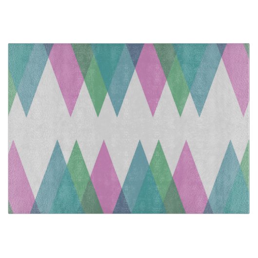 ピンクと緑の三角形 カッティングボード (正面)