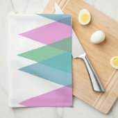 ピンクと緑の三角形 キッチンタオル (四つ折り)