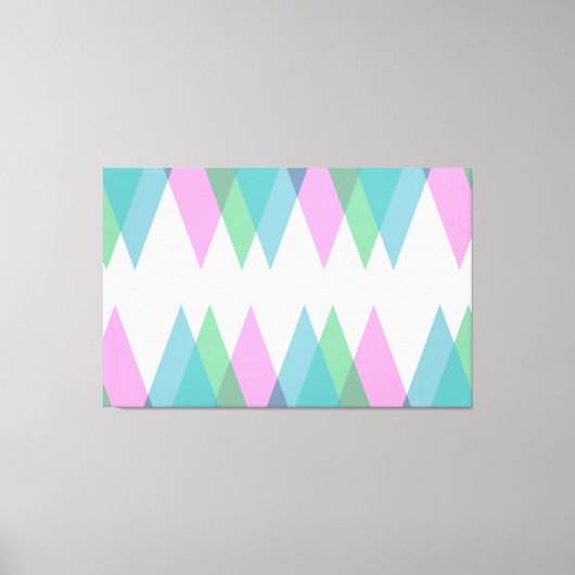 ピンクと緑の三角形 キャンバスプリント (正面)