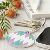 ピンクと緑の三角形 キーホルダー (正面右)