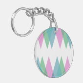 ピンクと緑の三角形 キーホルダー (正面左)